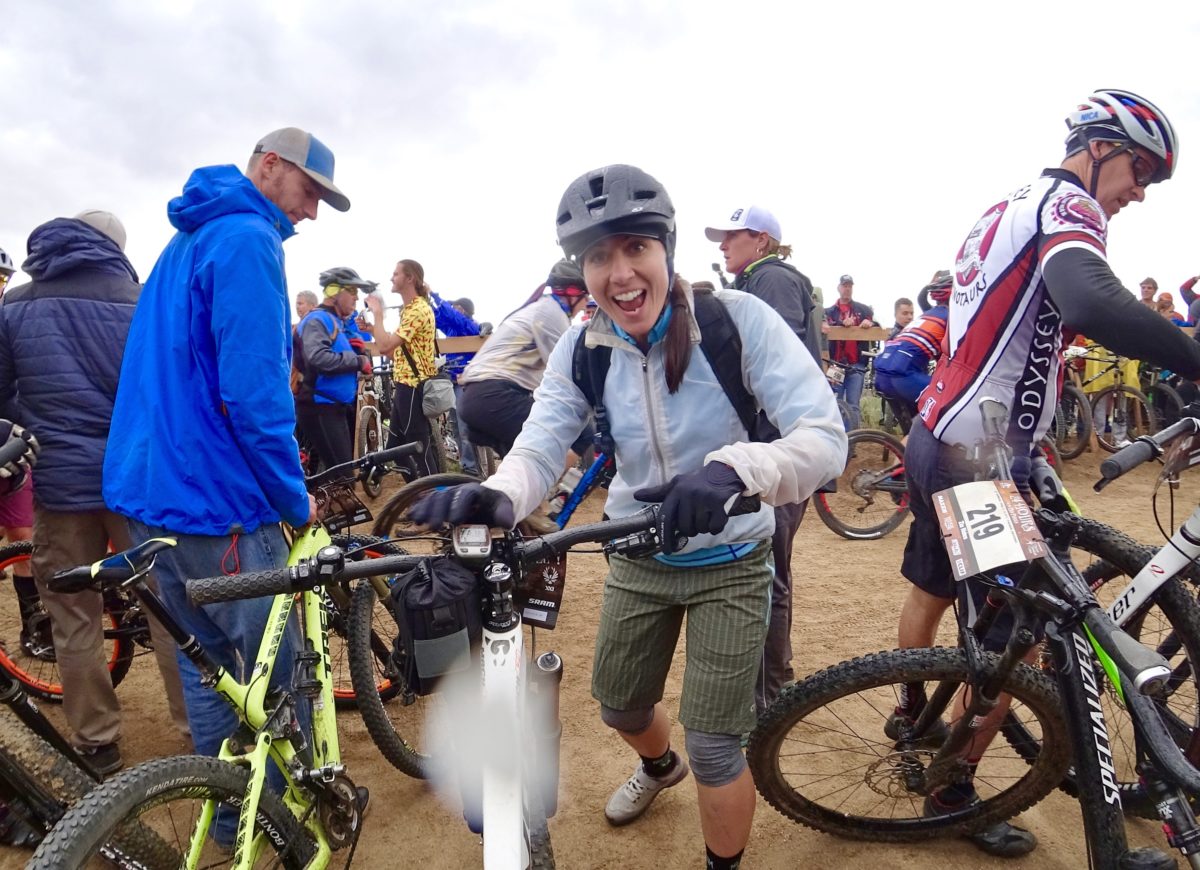 Trying to get my bike after the start-of-the-race Stampede